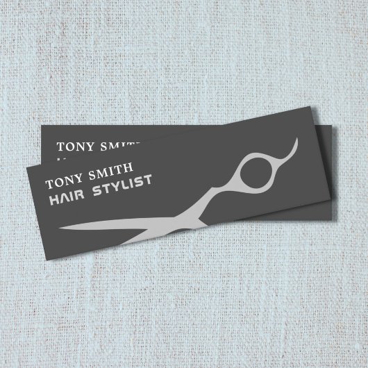 シザーモダンカッコいいシルバー美容師 スキニー名刺