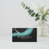 シザー&ティール(緑がかった色)ヘアダマスコヘアサロンアポイントメント 予約カード (スタンド正面)