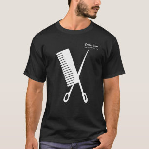 シザー ヘアコーム 理容師 クリエイティブ シンプル Tシャツ
