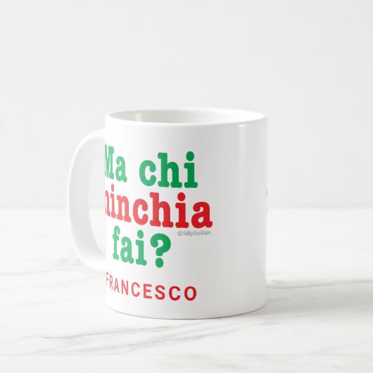 シシおもしろいリアンことわざマチミンチアフェイ? コーヒーマグカップ (正面左)