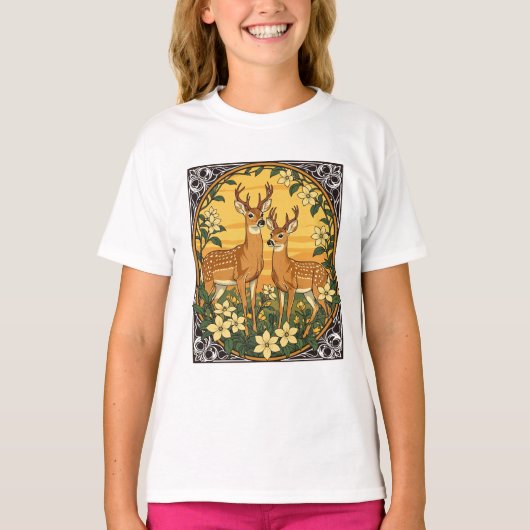 シシバナジカとキキョウラン Tシャツ (正面)