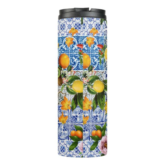 シシリアのスタイルタイルで花とレモン タンブラー (裏面)