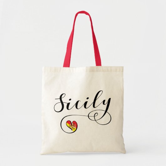 シシリアの旗のハート、私はシシリーを愛します トートバッグ (正面)