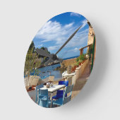 シシリアの漁村 ラウンド壁時計 (傾斜)