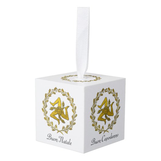 シシリアのTrinacriaおよびリース キューブオーナメント (正面アングル)