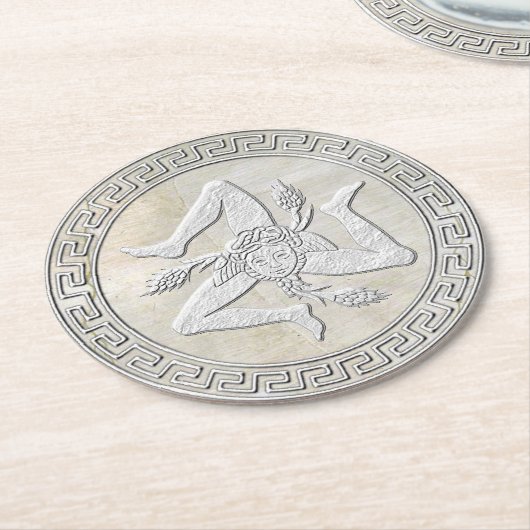 シシリアのTrinacriaのフレスコ画の一見 ラウンドペーパーコースター (アングル)