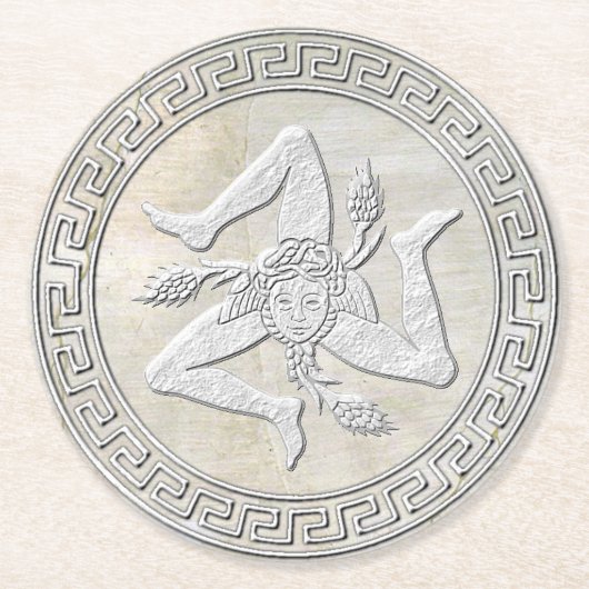 シシリアのTrinacriaのフレスコ画の一見 ラウンドペーパーコースター (正面)