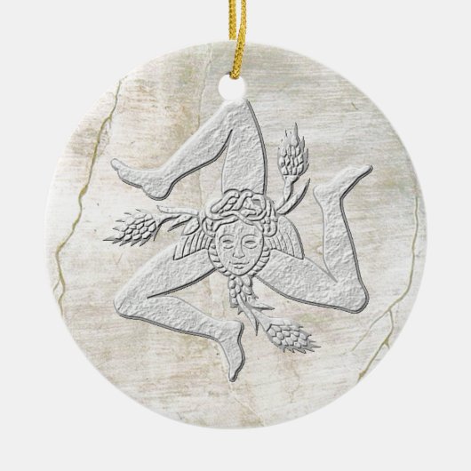 シシリアのTrinacriaのヴィンテージのフレスコ画の一見 セラミックオーナメント (正面)