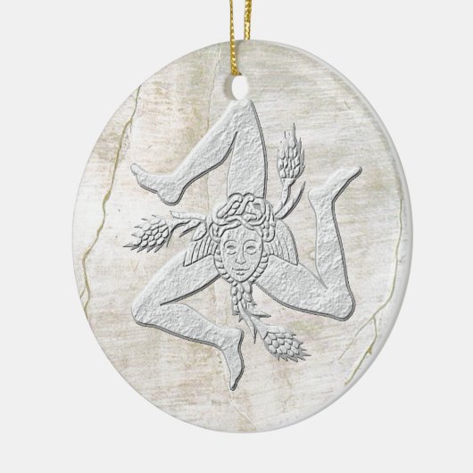 シシリアのTrinacriaのヴィンテージのフレスコ画の一見 セラミックオーナメント (左)