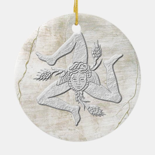 シシリアのTrinacriaのヴィンテージのフレスコ画の一見 セラミックオーナメント (裏面)