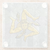 シシリアのTrinacriaの銀のストライプ ガラスコースター (裏面)