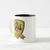 シシリアのTrinacriaの黒及び金ゴールド ツートーンマグカップ (正面左)