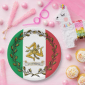 シシリアントリナクリアオリーブリースフラグパーソナライズ ペーパープレート (パーティー)