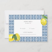 シシリアンブルー地中海のタイルレモンズ結婚ーズ 出欠カード (正面)
