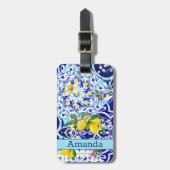 シシリアンブルー地中海の柑橘系タイル ラゲッジタグ (正面縦)