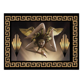 シシリアンメドゥーサ（トリナキュリア）島のシンボル ポスター