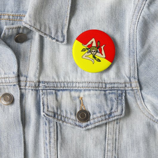 シシリーの地域の旗のイタリアのsicilia郡 缶バッジ (インサイチュ)