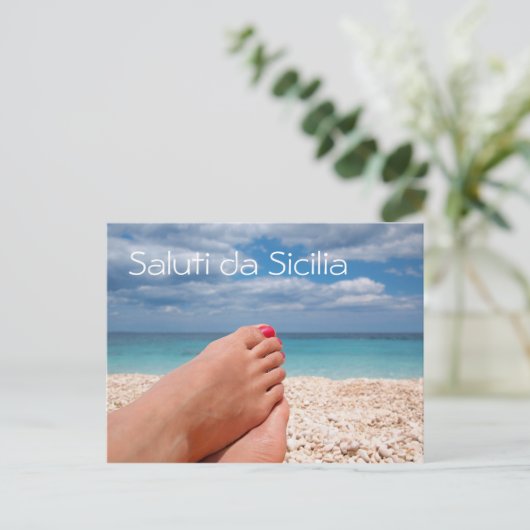 シシリーの文字の郵便はがきの夏季休暇 シーズンポストカード (スタンド正面)