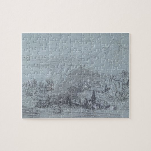 「シシリーの眺め」からのTaormina、(チョーク及びグワッシュ ジグソーパズル (横)