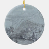 「シシリーの眺め」からのTaormina、(チョーク及びグワッシュ セラミックオーナメント (裏面)