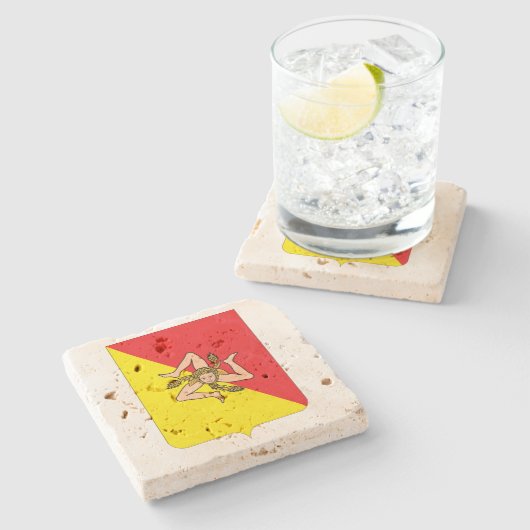 シシリーの頂上のワインのTravertineのコースター ストーンコースター (横)