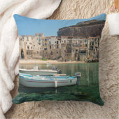 シシリーのCefaluの町 クッション (ブランケット)