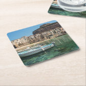 シシリーのCefaluの町 スクエアペーパーコースター (アングル)