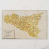 シシリーイタリア1900年のマフィアの活動の地図 便箋 (正面)
