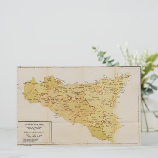 シシリーイタリア1900年のマフィアの活動の地図 便箋 (スタンド正面)