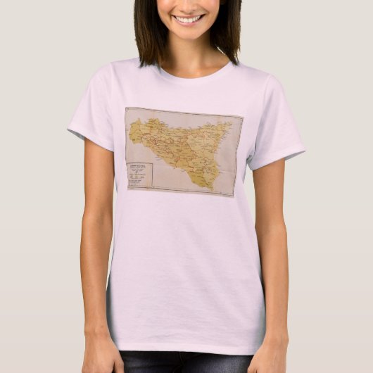 シシリーイタリア1900年のマフィアの活動の地図 Tシャツ (正面)