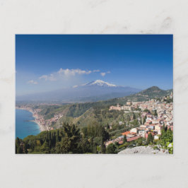 シシリー- Etnaの郵便はがきの前のTaormina ポストカード