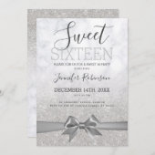 シシンプルルバースイート16誕生日マーブルグリッター  招待状 (正面/裏面)