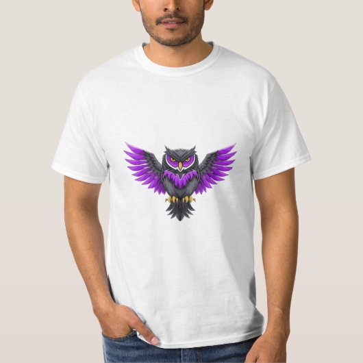 シジミ紫フクロウTシャツ Tシャツ (正面)