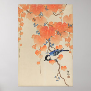 シジュウカラ 日本画アートプリント 小原古邨 鳥の絵 ポスター