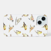 シジュウカラ 鳥 パターン iPhone 15ケース (裏面横)