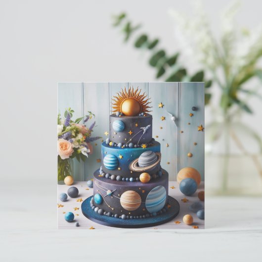 シスクール太陽のテムテーマ子供の誕生日ケーキ カード (スタンド正面)