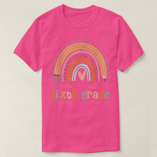 シスグレードボホおもしろいレインボー新学期 Tシャツ (デザイン正面)