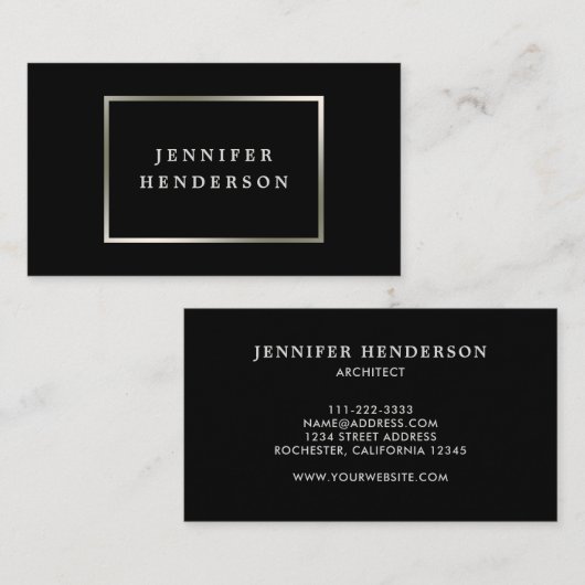 シスタイリッシュックな黒と銀のプロフェッショナル 名刺 (正面/裏面)