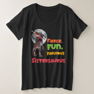 シスタサウルス おそろい姉妹恐竜デザイン プラスサイズTシャツ