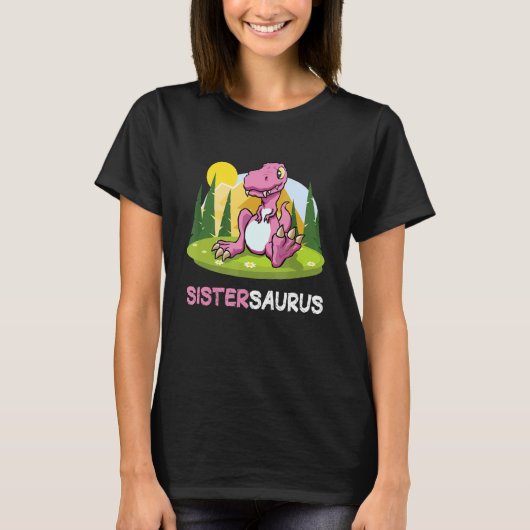 シスタザウルス恐竜かわいいキッドレックス Tシャツ (正面)