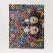 シスタフーとバラ蝶コラージュ ジグソーパズル (縦)