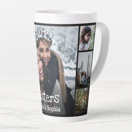 シスタモダンーパーソナライズされたス7フォトコラージュ カフェラテマグ (右アングル)