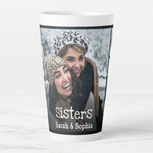 シスタモダンーパーソナライズされたス7フォトコラージュ カフェラテマグ (正面)