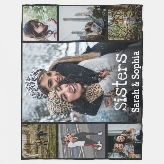 シスタモダンーパーソナライズされたス7フォトコラージュ フリースブランケット (正面)