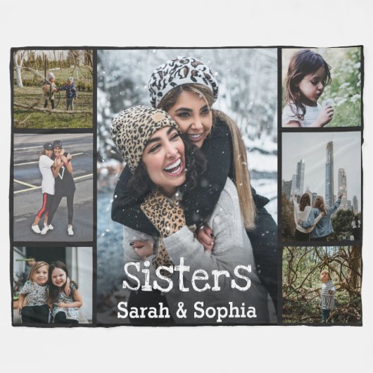 シスタモダンーパーソナライズされたス7フォトコラージュ フリースブランケット (正面(横))