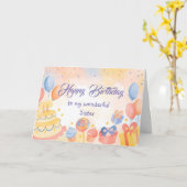 シスターおもしろいお誕生日ケーキ カード (黄色い花)