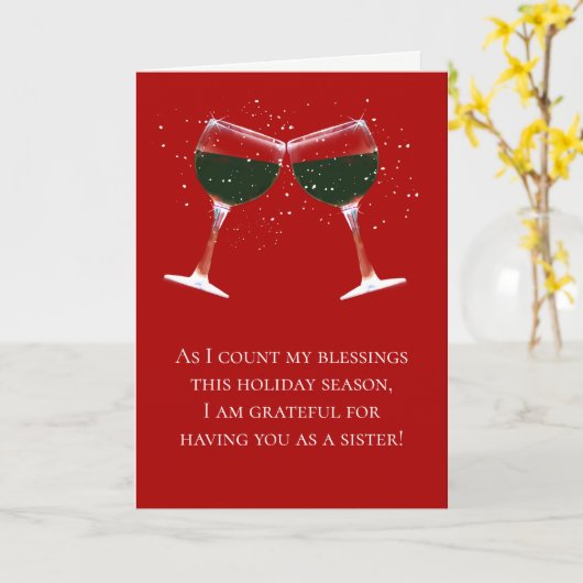 シスターおもしろいクリスマスホリデイとWIne カード (黄色い花)