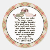 シスターおもしろいファミリー漫画のステッカー ラウンドシール (正面)