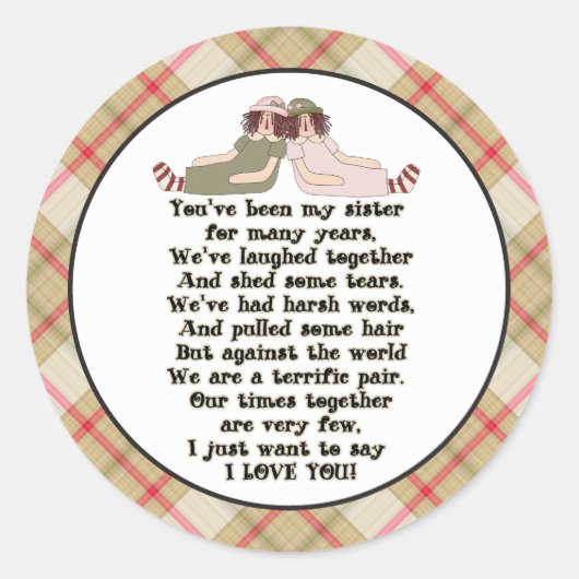 シスターおもしろいファミリー漫画のステッカー ラウンドシール (正面)