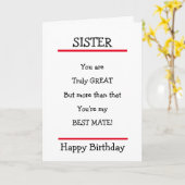 シスターおもしろいメ最高のティー・バース誕生日カード カード (黄色い花)